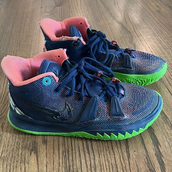Nike Kyrie 7 Midnight Navy Blue Green Basketball Shoes Sneakers - Picture 9 of 9